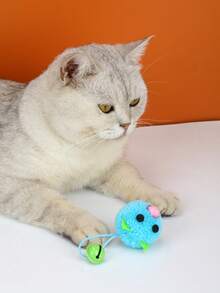 1個隨機顏色寵物用品貓玩具毛絨老鼠頭部造型鈴鐺互動玩具 - 彩色 - 查看 10