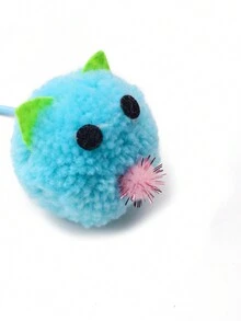 1個隨機顏色寵物用品貓玩具毛絨老鼠頭部造型鈴鐺互動玩具 - 彩色 - 查看 7