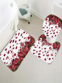 1 件情人节心形与花朵礼品系列数码印花浴帘或浴垫