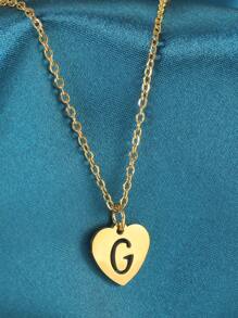 1pc Simple Stainless Steel 26 English Alphabet Pendant Necklace, Ideal Gift For Friends - Yellow Gold - View 15