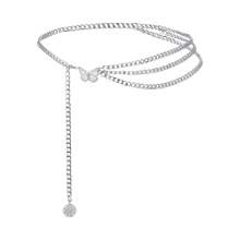 CIZME 1 条/套链式腰带链式银色链式腰带金色链式腰带带链式向日葵蝴蝶腰链腰带加大码长款女士多层时尚链式腰带适用于连衣裙装饰和牛仔裤情人节、妈妈、母亲、母亲节、礼物 - 彩色 - 查看 8