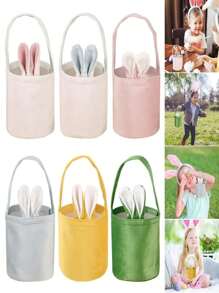 1pc Green Velvet Rabbit Ear Bags With Handle Easter Bunny Gift Packing Bag Chocolate Candy Bags Tote Bag Wedding Party Favors Handbag - Green - View 1