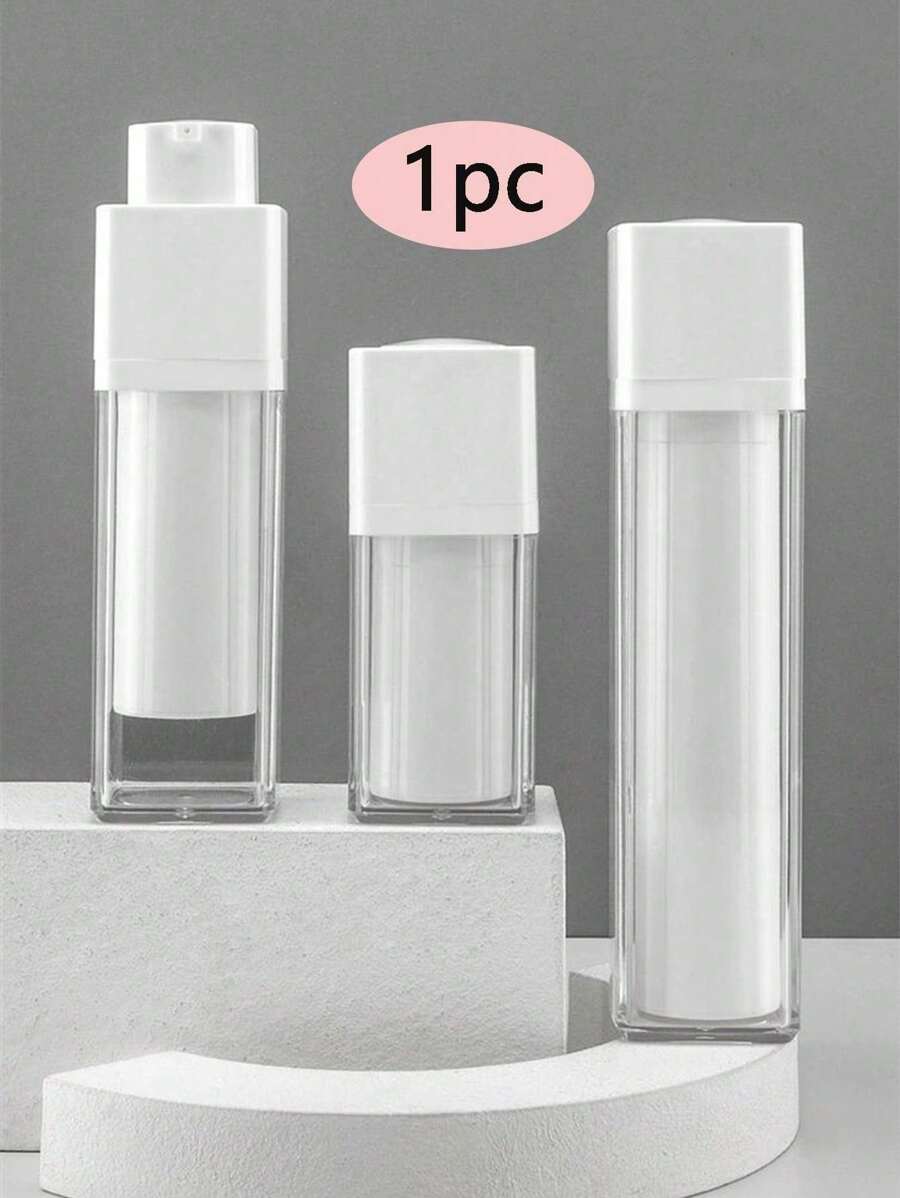 1入組霧面瓶身15ml / 30ml / 50ml多種尺寸的雙層真空乳霜罐,空氣緊密密封擠壓式化妝品收納容器盒,可攜式旅行乳霜保養容器罐,附按壓式泵頭的方形旋轉真空瓶,適用於精華,乳液,旅行收納 - 無色 - 查看 1