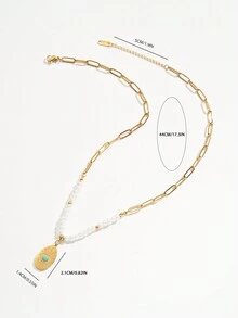 1 件女士珍珠项链恶魔之眼礼物纯银正品白色人造珍珠吊坠项链 - 送给妈妈妻子女友她的圣诞节礼物，周年纪念生日精美珠宝 - 彩色 - 查看 4