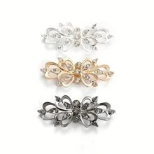 1對實色水晶胸針女士的翻領針,適用於羊毛衫、夾克、外套和連衣裙 - 黑色 - 查看 7