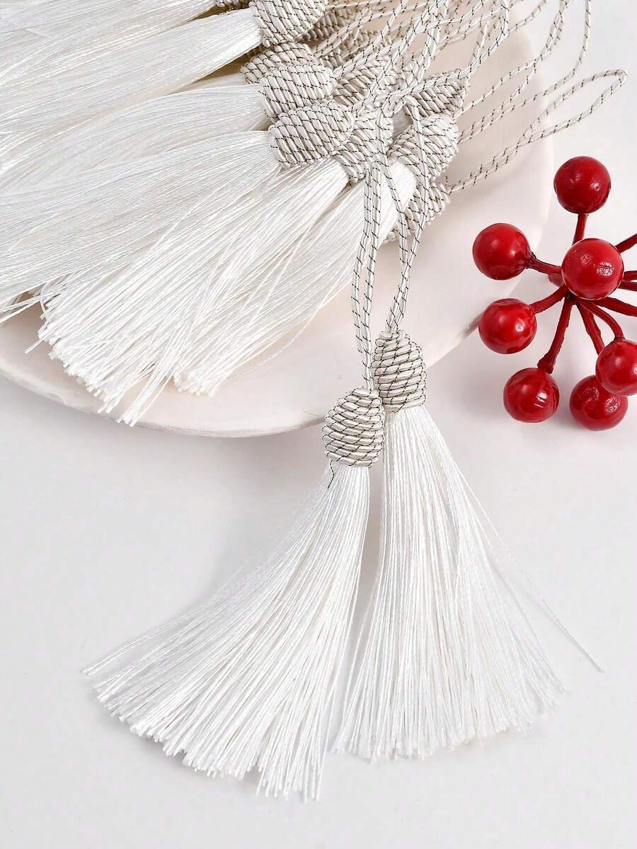 絲質流蘇裝飾,服裝及裝飾用品,diy流蘇裝飾,流蘇掛飾,帽子流蘇裝飾 - 白色 - 查看 1
