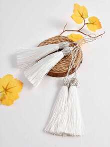 絲質流蘇裝飾,服裝及裝飾用品,diy流蘇裝飾,流蘇掛飾,帽子流蘇裝飾 - 白色 - 查看 4