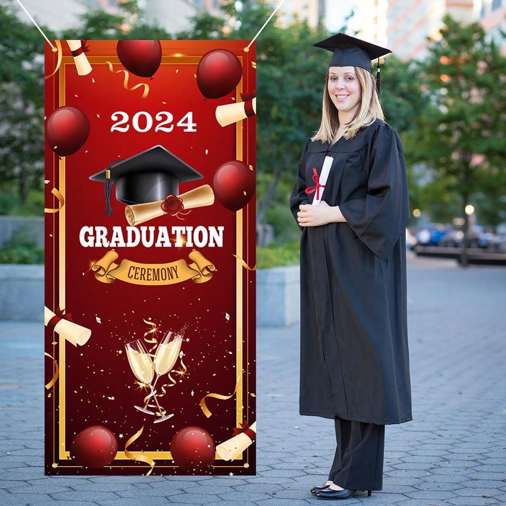 1pc,2024 Graduation Decorations,Class Of 2024 Graduation Banner Porch