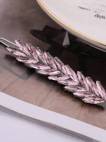 2pcs V-Shape Alloy & Crystal Decor Hair Clip For Daily Hair Updos - Pink - View 3