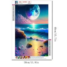 5d Diy Diamond Painting, Round Diamonds, Coastal Scenery Artwork, Frameless Home Decoration Gift, 1pc - Multicolor - View 2