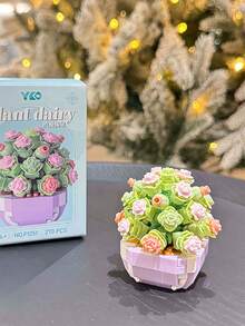 組裝盛開的人造花套裝,包含向日葵、薰衣草等,是女孩與節日的創意桌面裝飾禮物 - 黑與白 - 查看 2