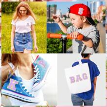 2pcs Ladies Golden Edge 4 Colors English Letters Hot Melt Glue Ironing Wool Embroidery Patches Decorate Bags And Clothes