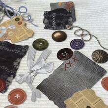 50入組復古風格中空硬卡貼紙,適用於diy手工藝品、剪貼簿,附有底材貼紙、膠片金框、夾子、剪刀、彩帶、紐扣、布樣本、蠟封,在diy裝飾拼貼中應用的基礎材料貼紙 - 彩色 - 查看 4