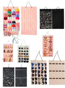 1pc Multi-Purpose Sunglasses/Glasses Holder With Hooks, Wall Hanging Felt Organizer For Hairbands, Hair Ties, Headbands, Necklaces And Earrings, Suitable For Horizontal Placement In Living Room And Other Scenes