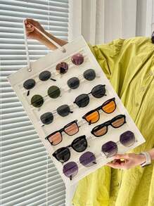 1pc Multi-Purpose Sunglasses/Glasses Holder With Hooks, Wall Hanging Felt Organizer For Hairbands, Hair Ties, Headbands, Necklaces And Earrings, Suitable For Horizontal Placement In Living Room And Other Scenes