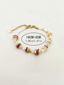 1入18k鍍金復古風格高端設計的不銹鋼天然水晶,德國石手鏈,適用於節日派對約會禮物或旅行 - 彩色 - 查看 3