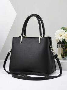 PLANEE 女士挎包 商务休闲简约纯色大容量 适合聚会 适合商务/通勤/工作/办公室 适合女性、新手和白领工作者 办公包 - 黑色 - 查看 7