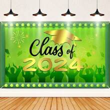 1pc, Graduation Party Backdrop Banner,Congrats Grad Background, Party Graduation, Party Decorations, Graduation Banner, Congrats Grad Party Photo Booth Props Decorations, School Party Event Decoration, Graduation Party Decoration - Green - View 5