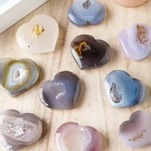 Natural Healing Crystal Agate Druzy Geode Heart Shape Love Carved Palm Worry Stone Chakra Reiki Balancing - Agate Heart - View 3