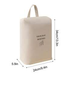 1入組鞋袋,男女旅行鞋收納袋,帶拉鍊閉合的鞋收納組織袋,旅行配件度假必備,行李收納便攜鞋盒手提包含手把 - 米色 - 查看 4