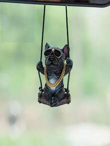 新品到貨可愛汽車內飾吊飾,斗牛犬設計用於後視鏡 - 白色 - 查看 2