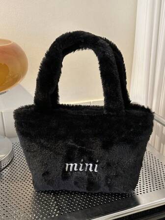 Solid Color Plush Kids' Handbag