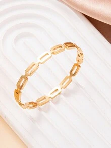 1pc Women's Simple & Fashionable Gold-Plated Stainless Steel Bangle, Suitable For Daily Wear - Gold - View 4