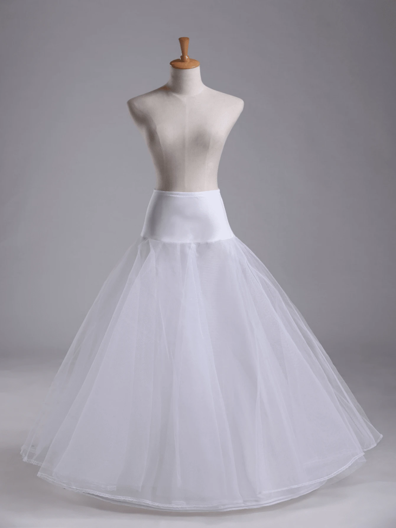 1pc Ladies' Long White A-Line Wedding Dress With Waistband, Romantic ...