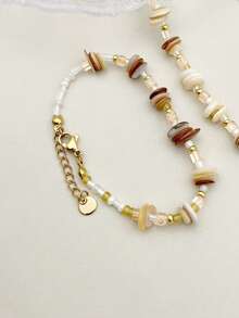 1入18k鍍金復古風格高端設計的不銹鋼天然水晶,德國石手鏈,適用於節日派對約會禮物或旅行 - 彩色 - 查看 2