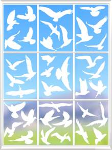 跨境蜂鳥防撞窗貼白色靜電玻璃裝飾,適用於客廳,臥室,推拉門及窗戶 - 彩色 - 查看 3