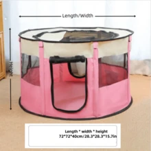 1入可摺疊寵物圍欄/籠子/帳篷,適用於小型犬貓-室內/戶外,幼犬/幼貓床房,圓形 - 灰色 - 查看 2