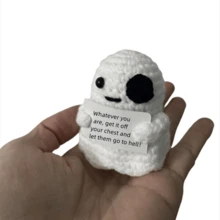 6 公分/2.36 吋手工鉤針幽靈吊墜帶紗線,可愛毛絨娃娃禮物 - 白色 - 查看 2