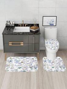 1入組植物、花卉、動物、蝴蝶主題的數字印花淋浴簾或浴墊 - 彩色 - 查看 4