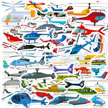 50入組直升機貼紙,可愛卡通交通工具貼紙,適用於水瓶、創意手帳、筆記型電腦、相簿、滑板、旅行箱等物品,學生青少年必備的防水級貼紙包 - 彩色 - 查看 1