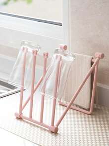 1pc Plastic Foldable Towel Rack For Kitchen Sink, Multifunctional Storage Holder For Dishcloth, Random Color - Multicolor - View 2