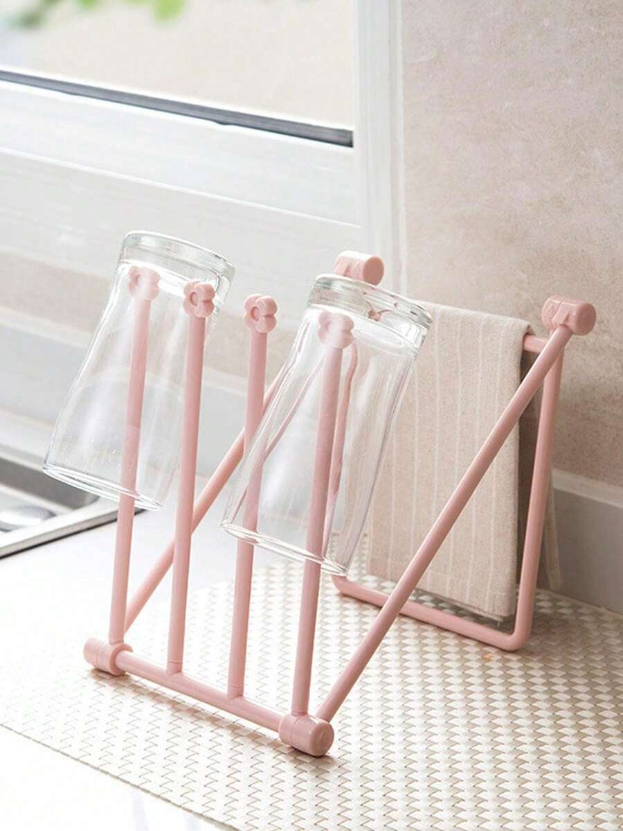 1pc Plastic Foldable Towel Rack For Kitchen Sink, Multifunctional Storage Holder For Dishcloth, Random Color
