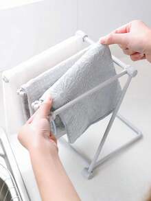 1pc Plastic Foldable Towel Rack For Kitchen Sink, Multifunctional Storage Holder For Dishcloth, Random Color - Multicolor - View 5