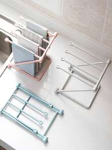 1pc Plastic Foldable Towel Rack For Kitchen Sink, Multifunctional Storage Holder For Dishcloth, Random Color - Multicolor - View 4