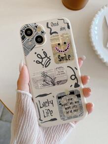 4pcs English Letter Print 3d Cartoon Anti-Fall Phone Cases With Precise Holes, Compatible With Iphone, Samsung, Xiaomi, Redmi