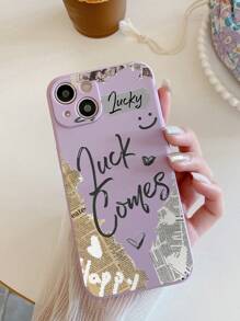 4pcs English Letter Print 3d Cartoon Anti-Fall Phone Cases With Precise Holes, Compatible With Iphone, Samsung, Xiaomi, Redmi