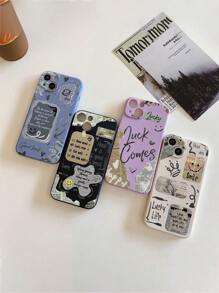 4pcs English Letter Print 3d Cartoon Anti-Fall Phone Cases With Precise Holes, Compatible With Iphone, Samsung, Xiaomi, Redmi