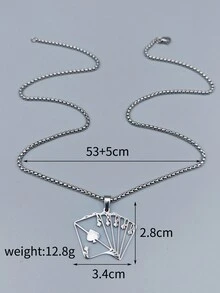 1pc Stainless Steel Lucky Ace Of Spades Poker Card Pendant Necklace - Silver - View 4