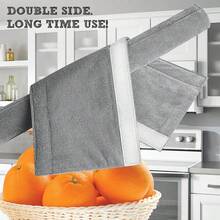 1pair Velvet Removable Fridge Handle Covers, Warm & Anti-Slip, Microwave & Oil-Proof Door Knob Protector - Grey - View 5