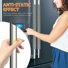 1pair Velvet Removable Fridge Handle Covers, Warm & Anti-Slip, Microwave & Oil-Proof Door Knob Protector - Grey - View 4