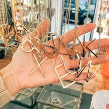 1pc 45cm Length Letter Pendant Necklace - Silver - View 3