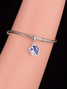 1 件時尚 925 純銀太空人和方晶鋯石裝飾吊墜珠適合 Diy 禮物、男女通用、生日 - Q3082 - 查看 3