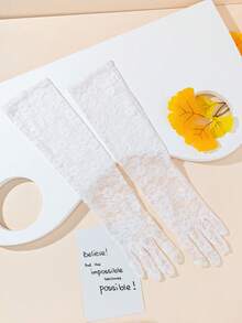 1pair Ladies' Rose Lace Evening Dress Long Sleeve Cuffs