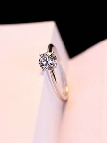 AETOLIA 1枚簡約s925純銀戒指,訂婚女戒,八心八箭精緻婚禮高檔珠寶,情人節禮物 - 銀色 - 查看 5