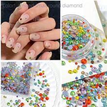 約130粒混合尺寸的平底鑲嵌水晶石,多色玻璃圓形寶石,美甲藝術裝飾配件 - 彩鑽 - 查看 1