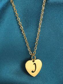 1pc Simple Stainless Steel 26 English Alphabet Pendant Necklace, Ideal Gift For Friends - Yellow Gold - View 33